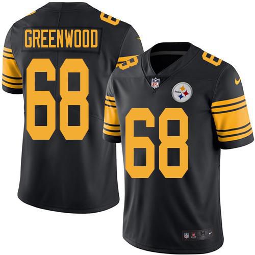 Men Pittsburgh Steelers #68 Greenwood Nike Black Vapor Color Rush Limited NFL Jersey